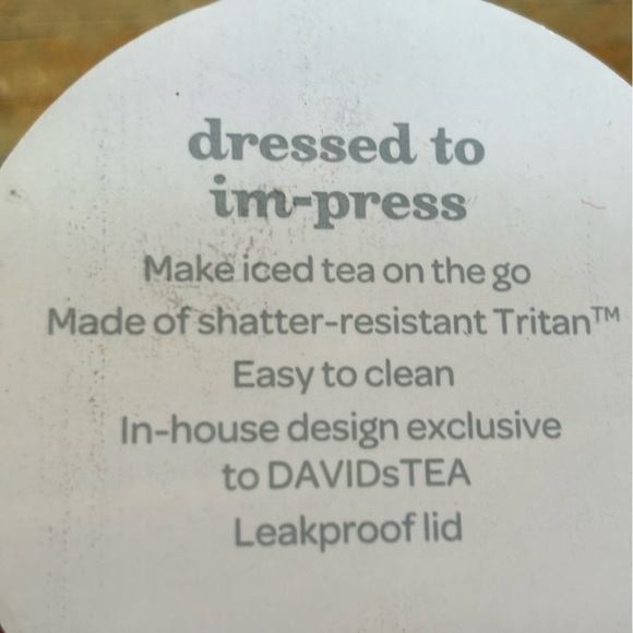 New David’s Tea Leafy Navy Iced Tea Press For Iced Tea On the Go 16oz - Picture 11 of 12
